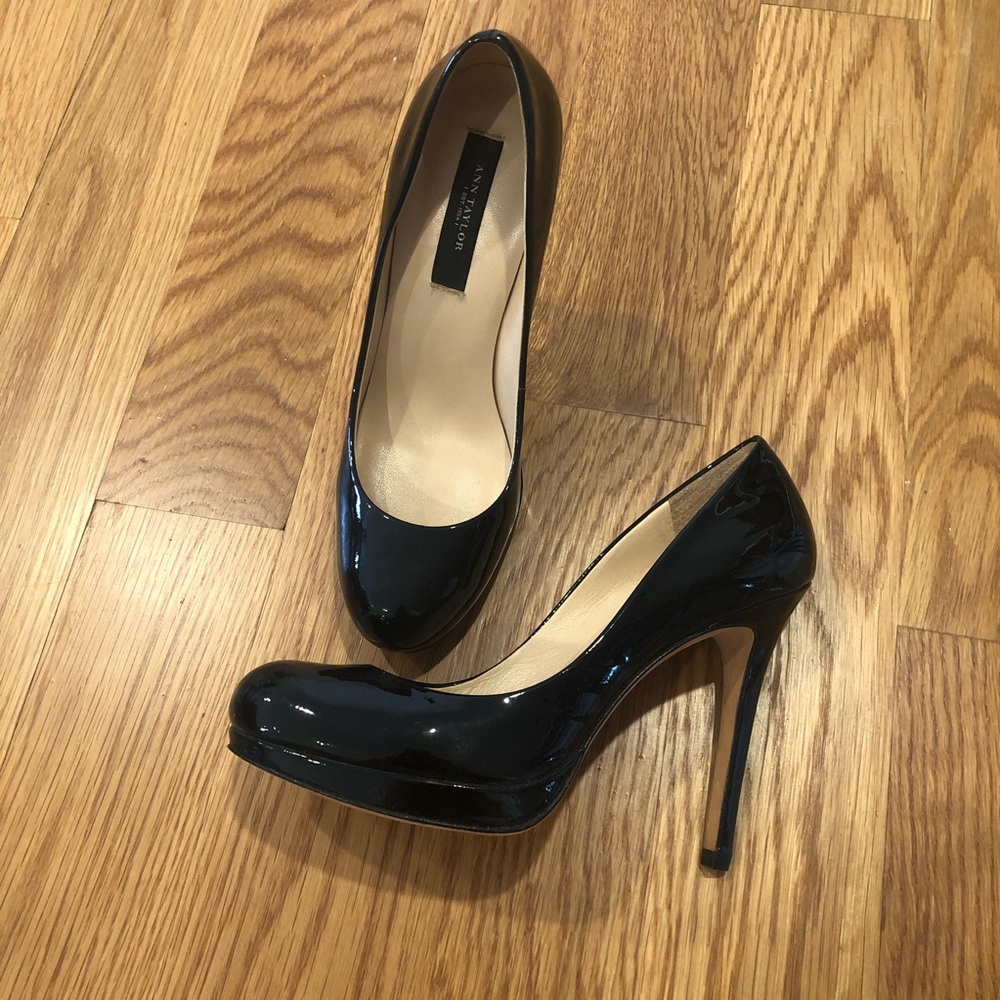 Ann Taylor Black Patent Platform High Heels 5